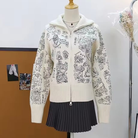 モダンアニマルジッパーカーディガン 2色展開