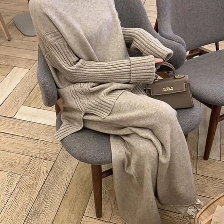 タートルネックニット パンツセットアップ 6色展開