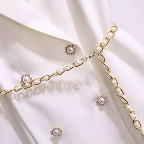 パールウエストチェーン プリーツワンピース 2色展開
