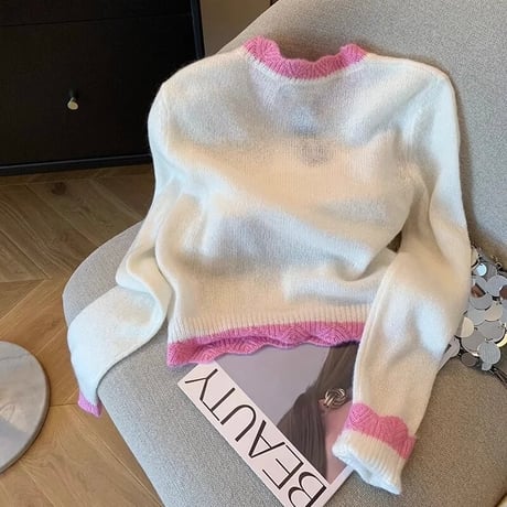 ピンクライン ワッペンニット