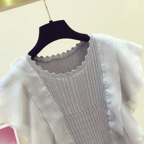 フリルステッチ ノースリーブニット 2色展開