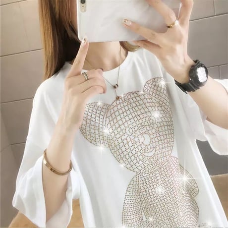 クリスタルベアー ルーズTシャツ 2色展開