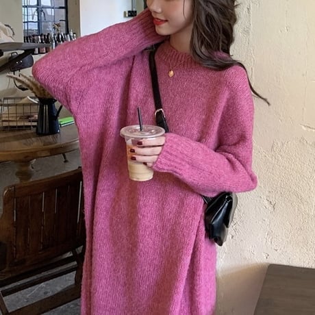 マキシニット カラーワンピース 2色展開