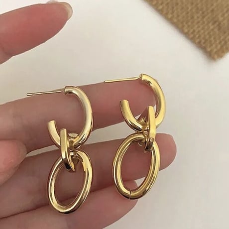 リングチェーン ピアス 2色展開