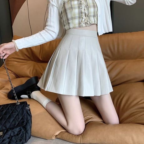 プリーツ PUレザースカート 2色展開