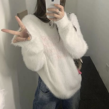 ミンクファー メッセージニット 2色展開