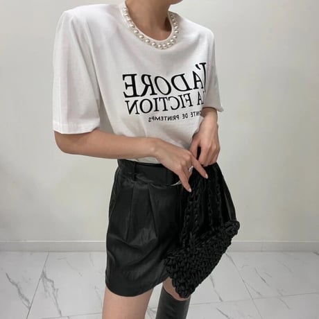 パールネック メッセージTシャツ  2色展開