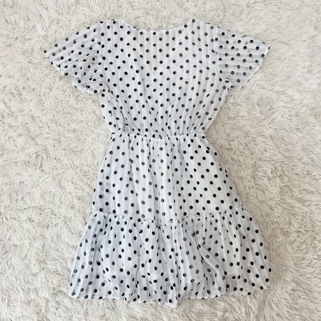 【即納】シフォンドット フリルミニワンピース