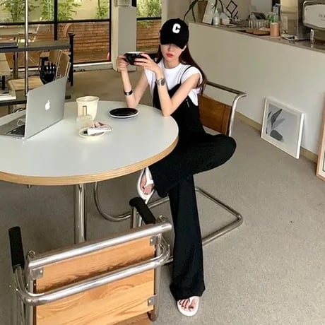 ハイウエスト スウェットロンパース 2色展開