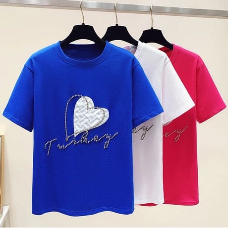 スタッズワッフルハート Tシャツ 3色展開