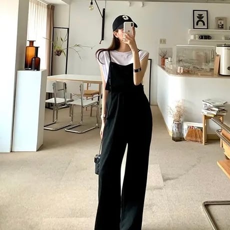 ハイウエスト スウェットロンパース 2色展開