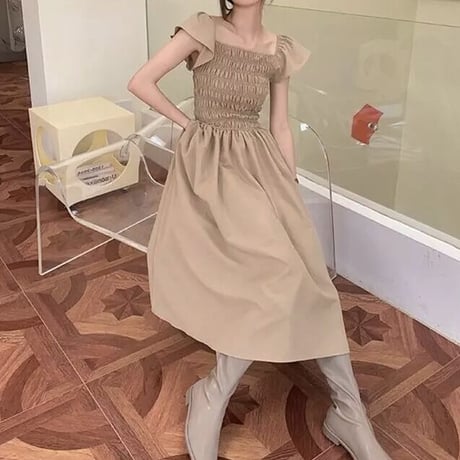 バストギャザーフリル オールインワン 2色展開