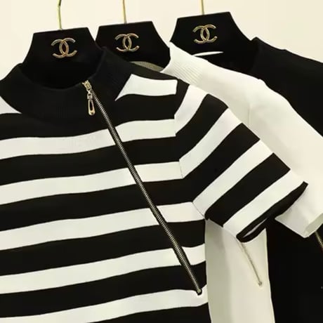 ジッパースリムサマーニット 3色展開