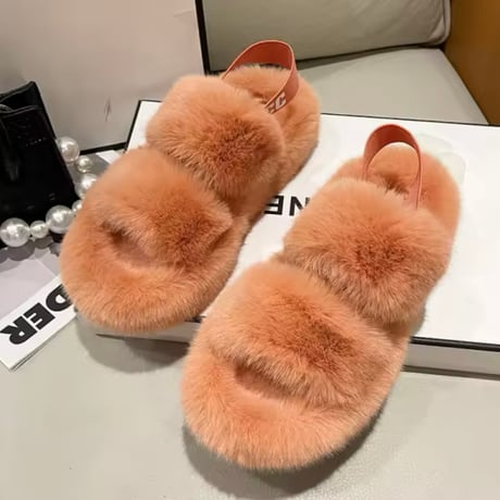 ロゴバンド ファーサンダル 5色展開