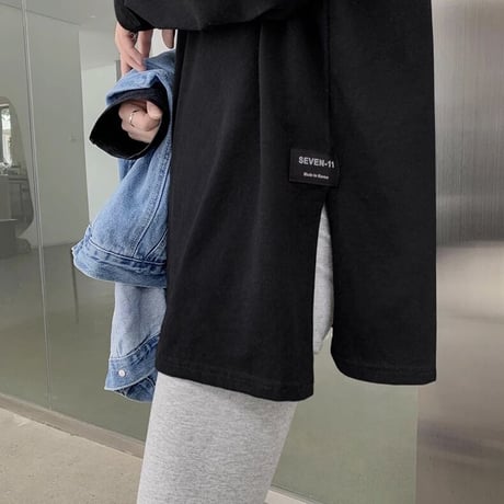 【重ね着にもオススメ】サイドスリット タグロングTシャツ 2色展開