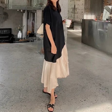 シフォンヘム Tシャツワンピース