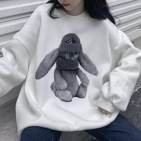 バックロゴ ラビットスウェットトップス 3色展開