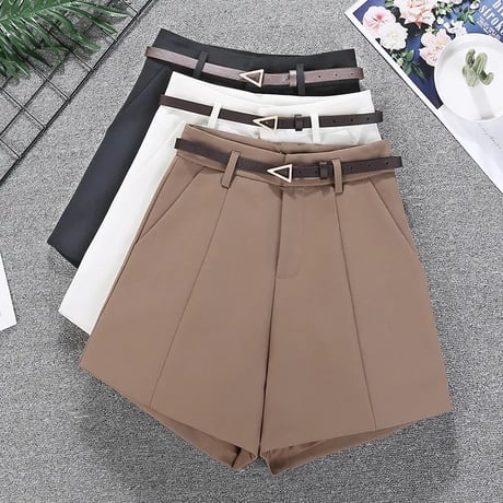 スリムベルト Aラインショートパンツ 3色展開
