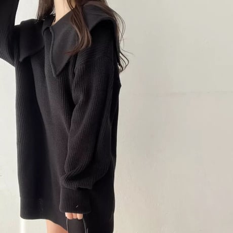 ビッグカラー ニットワンピース 2色展開