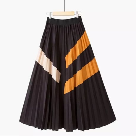 カラーストライプ プリーツスカート 3色展開
