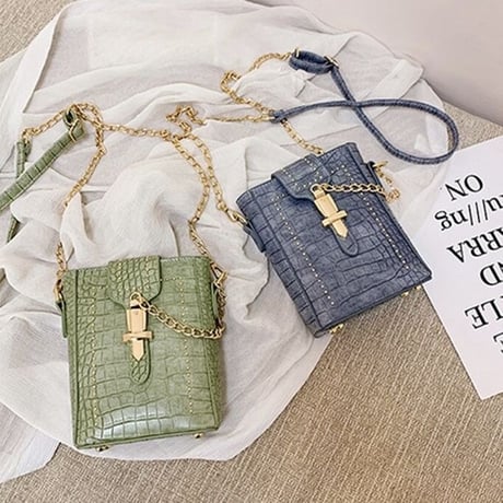 クロコデザイン チェーンショルダーバッグ 5色展開