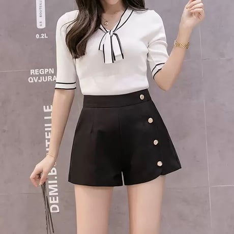 スリットサイドジッパー ハイウエストパンツ 2色展開