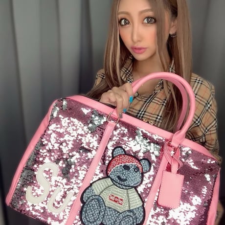 2way ベアーワッペンスパンコール ビッグボストンバッグ 5色展開