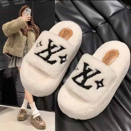 ハイソールファーサンダル 3色展開