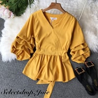 【White即納】バックリボン カシュクールブラウス 5色展開