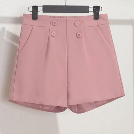 ボタンモチーフ ハイウエストショートパンツ 7色展開