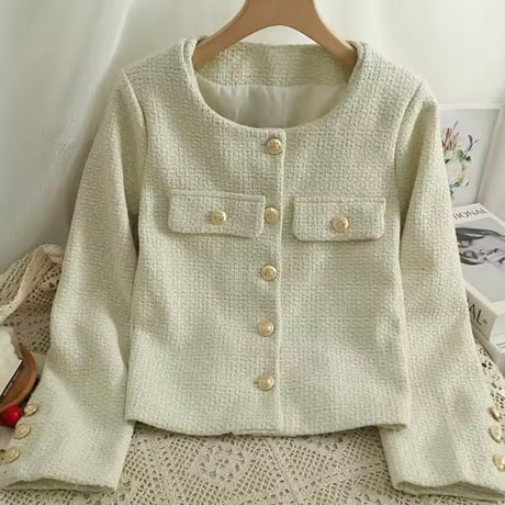 ゴールドボタンツイードジャケット 5色展開