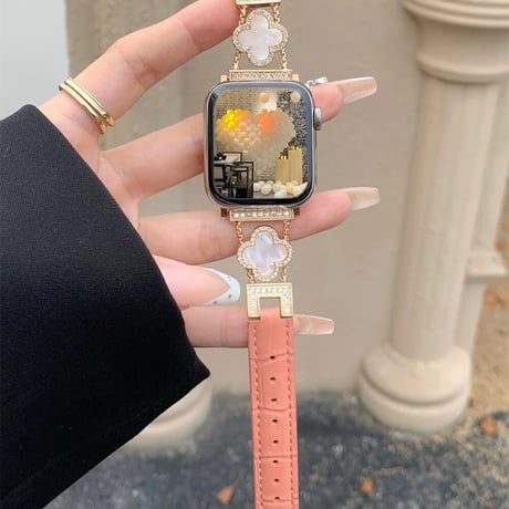 Appleウォッチ クローバーレザーベルト 8色展開