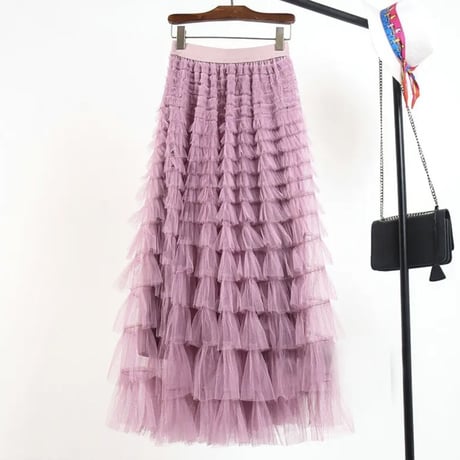 ロングチュールスカート 12色展開