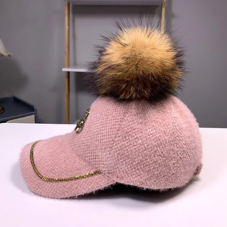 【ファー取り外し可能】ゴールドロゴウールキャップ 5色展開