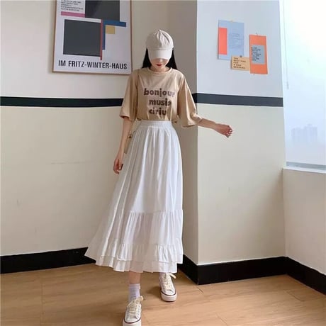 ダブルフレア ハイウエストスカート 2色展開