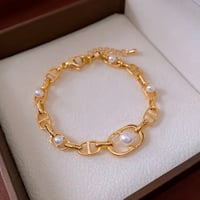 パールモチーフゴールドブレスレット