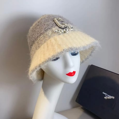 ビジューモチーフウールバケットハット 4色展開