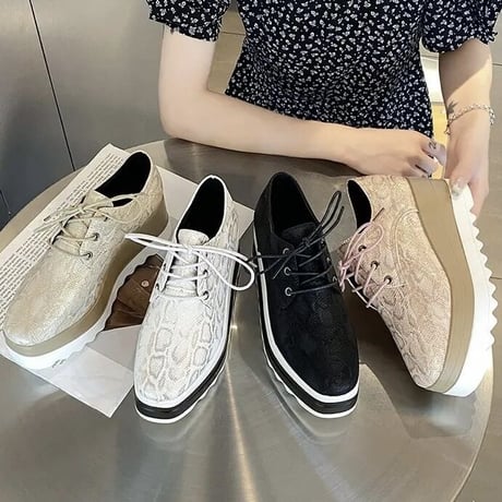 スネークプリント ハイソールシューズ 4色展開