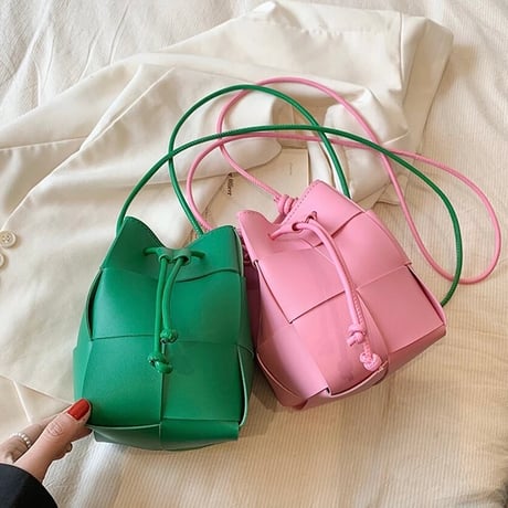 クロシェレザー バケットバッグ 7色展開