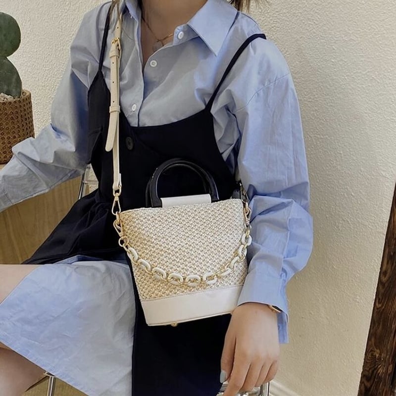 異素材mix チェーンカゴバッグ 2色展開 | Selectshop.Joie 異素材mix チェーンカゴバッグ 2色展開 | Selectshop.Joie