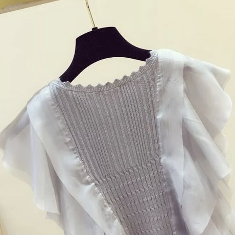 フリルステッチ ノースリーブニット 2色展開