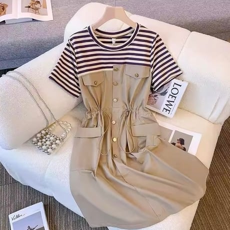 ボーダーカシュクールワンピース 2色展開
