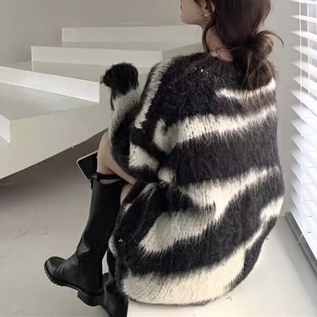 レトロスタイル モヘアニット