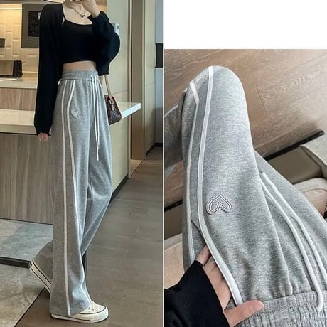 ハートワッペン ラインスウェットパンツ 6色展開