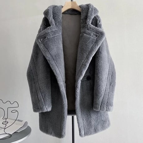 アルパカボア テディフーディコート 8色展開