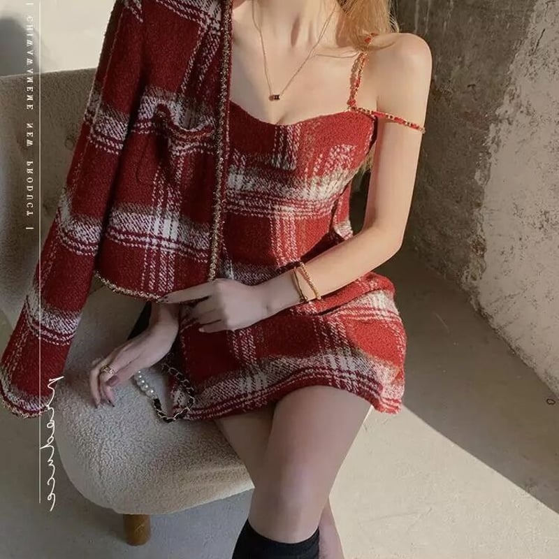 レッドツイードチェック セットアップ | Selectshop.Joie