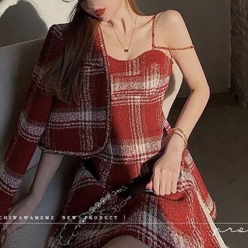 レッドツイードチェック セットアップ | Selectshop.Joie
