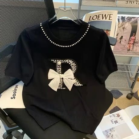 Rビジューパールサマーニット 2色展開