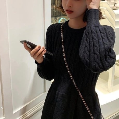 ケーブル切り替えデザイン ワンピース 3色展開