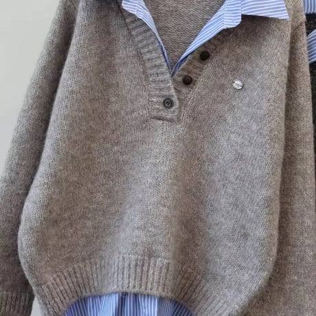 ストライプシャツドッキングニット 3色展開